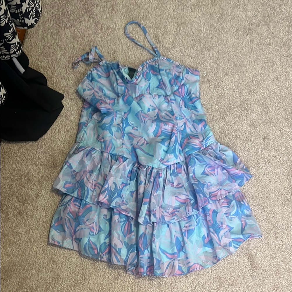Blue and Pink Floral Dress